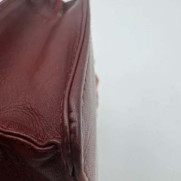 CARTIER Must Line Clutch Bag Leather Bordeaux Dark Red With Wristlet Attachment
